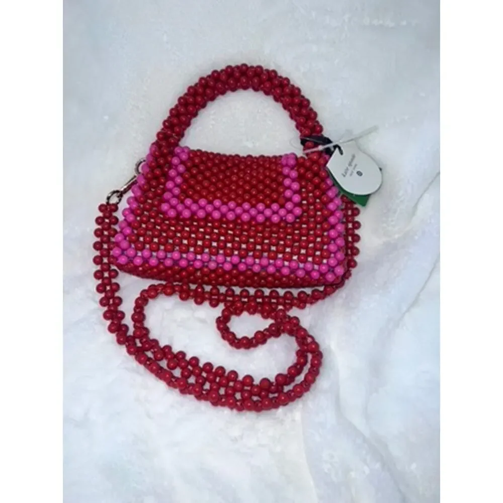 NWT Kate Spade x Target Women's Red & Pink Beaded Shoulder‎ Bag Casual